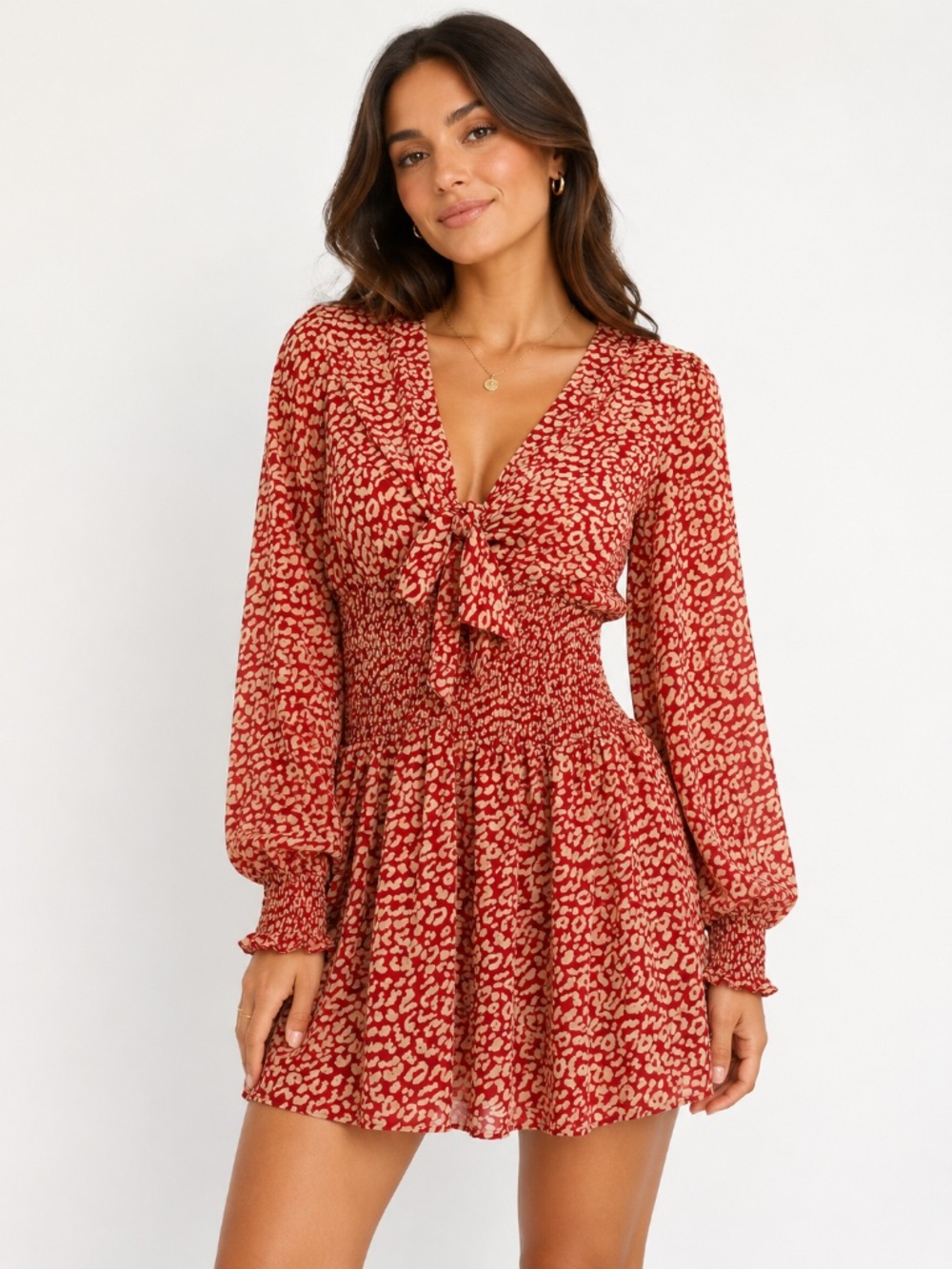 Red Cheetah Print Mini Dress
